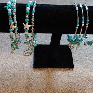 Silver and Blue anklets   2 different kinds GREAT  SALE